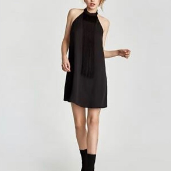 Zara Dresses & Skirts - New Zara  Fringed Halter Neck Dress